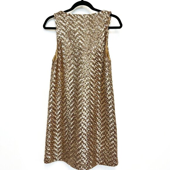 Zara Gold Sequin Sleeveless Mini Dress Scoopneck Size Small - Picture 2 of 7